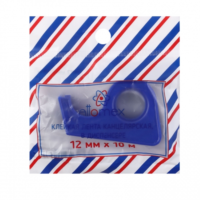 Клейкая лента канцелярская "Attomex" прозрачная, 35 мкм, 12 ммx10 м, пластиковая втулка, в пластиков