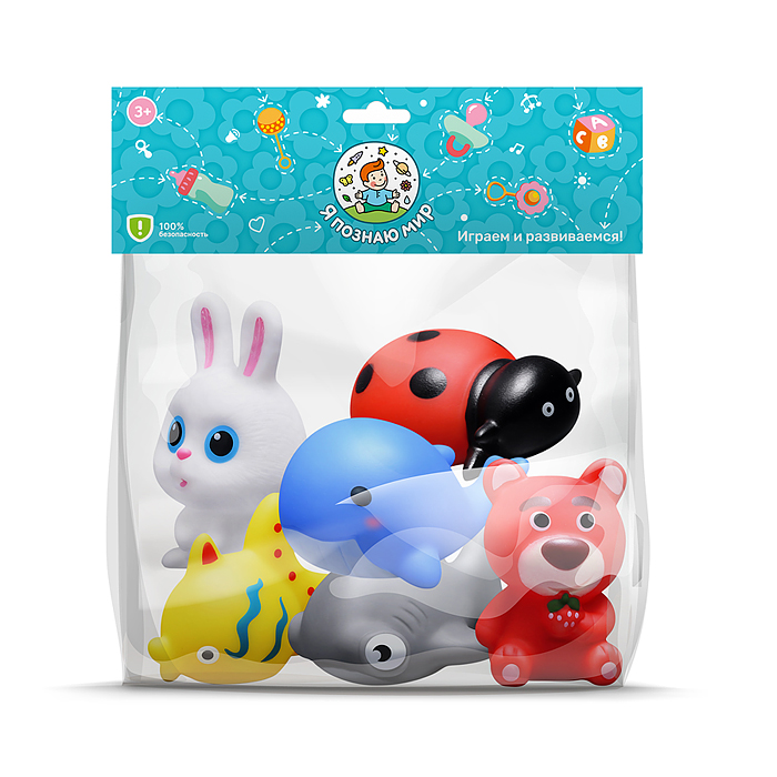 Набор игрушек для купания Y0115 "Неразлучные друзья" в пакете