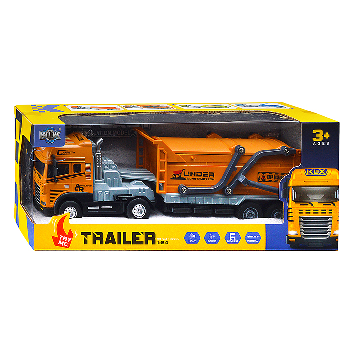 Машина KLX800-272 "Трейлер" (свет, звук) в коробке