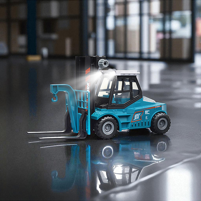 Машина KLX900-56 "Вилочный погрузчик" с прицепом (свет, звук) в коробке