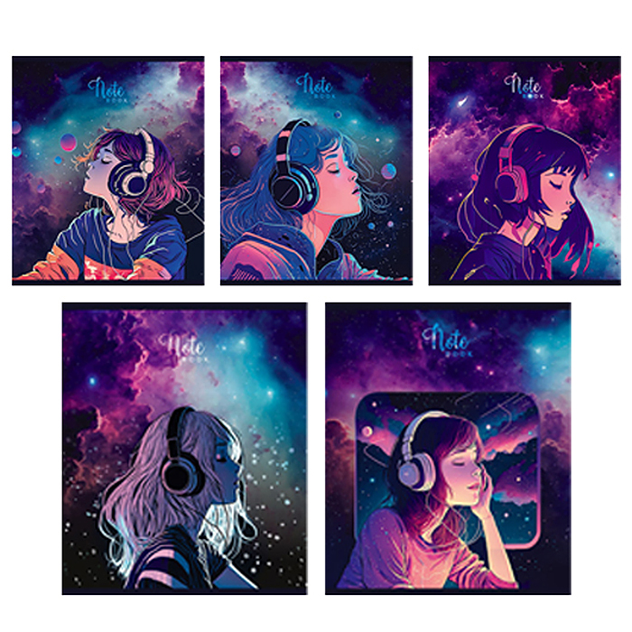 Тетрадь 48л. клетка А5 "Слушаю космос" скрепка Тетрадь 48л. клетка А5 "Слушаю космос" скрепка