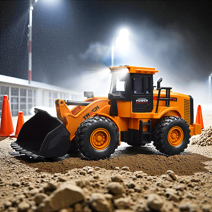 Машина KLX900-7 "Трактор-погрузчик" с краном (свет, звук) в коробке