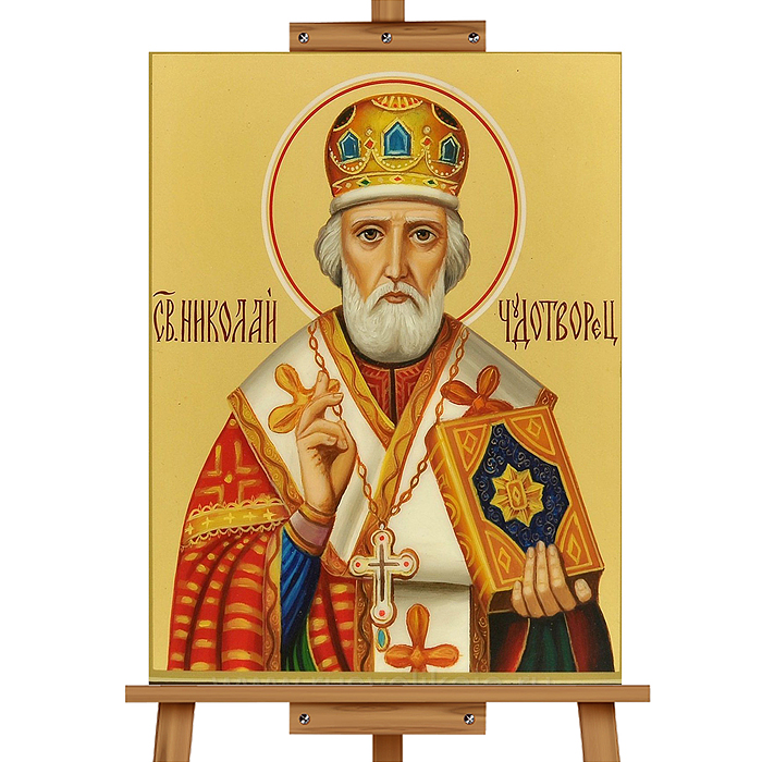 Фото к товару Мозаика алмазная MKA5040-33 "Николай Чудотворец" 40*50см. Мозаика алмазная MKA5040-33 "Николай Чудотворец" 40*50см.