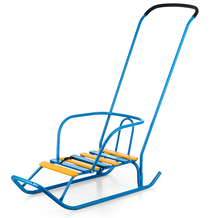 Игрушка. Санки детские "Ветерок 2" (голубой) спинка и толкатель не в цвет ( зелёный )