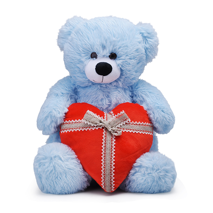 Медведь Мартин В65 голубой с сердцем 