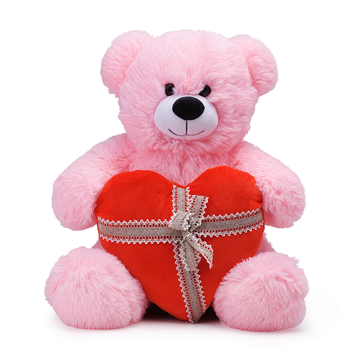 Медведь Мартин В65 розовый с сердцем
