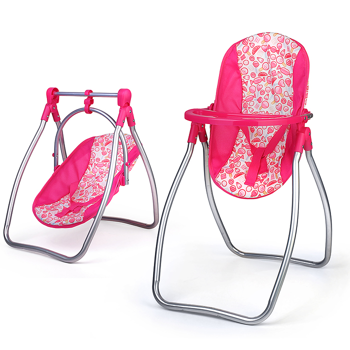 Качель для кукол 9397C металлическая, принт сладости