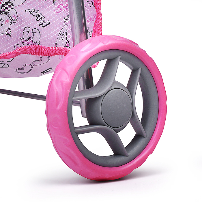 Коляская кукольная 9304M прогулочная, металлическая, с корзиной и козырьком 