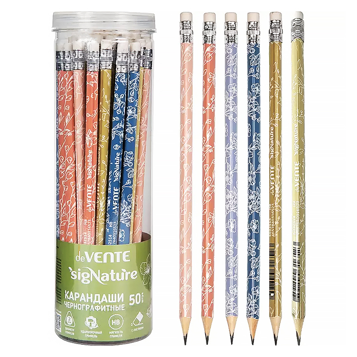 Карандаш чернографитный "Triolino sigNature" HB, диаметр грифеля 2 мм, трёхгранный, ассорти 6 цветов