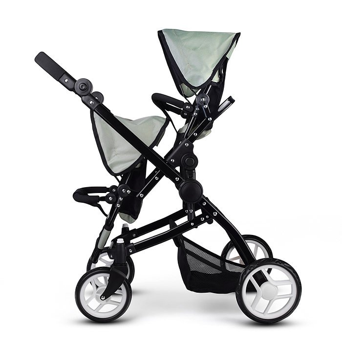 Коляская кукольная 9651H металлическая, для двойни, регулируемая посадка