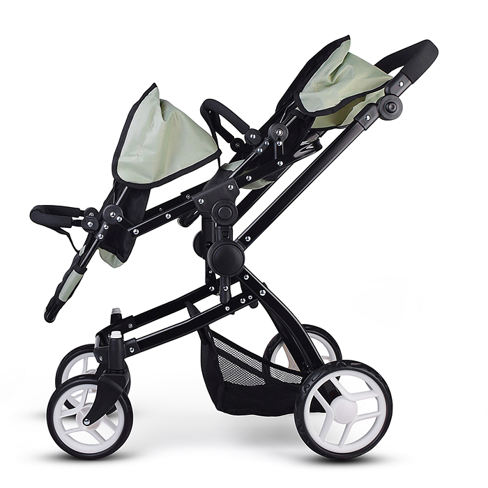 Коляская кукольная 9651H металлическая, для двойни, регулируемая посадка