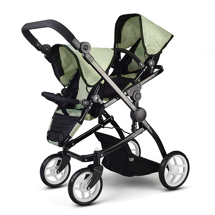 Коляская кукольная 9651H металлическая, для двойни, регулируемая посадка