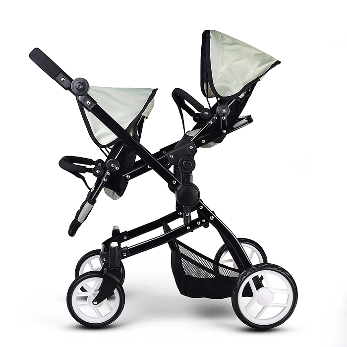 Коляская кукольная 9651H металлическая, для двойни, регулируемая посадка