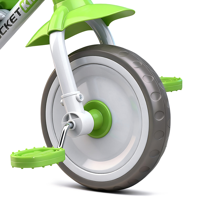 Велосипед трехколесный Rocket, колеса EVA 9"/7", цвет белый/зеленый