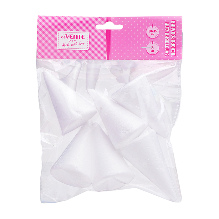 Заготовка для декорирования "Diy Конусы" из пенополистирола, 80x45 мм, 6 шт