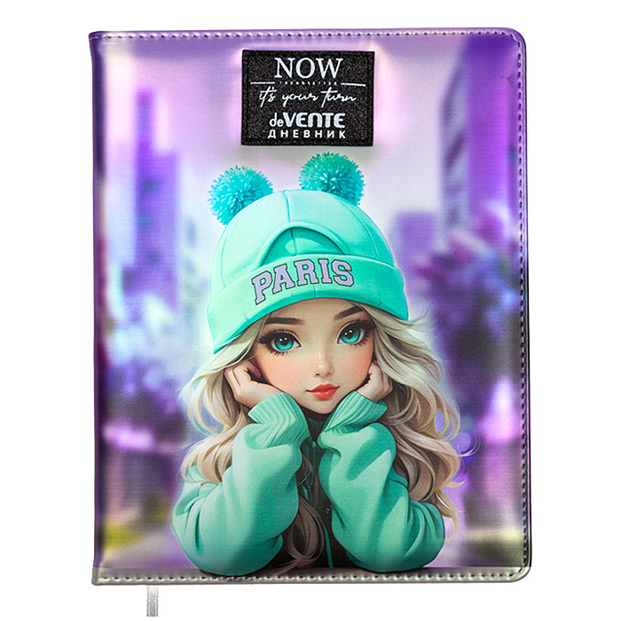 Дневник 1-11 кл. "Paris Girl" кожзам , 48 листов, белая бумага 80 г/м², 