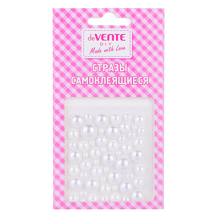 Стразы самоклеящиеся "Жемчужный микс" цвет белый, карточка 7,5x6,5 см, в пластиковом пакете