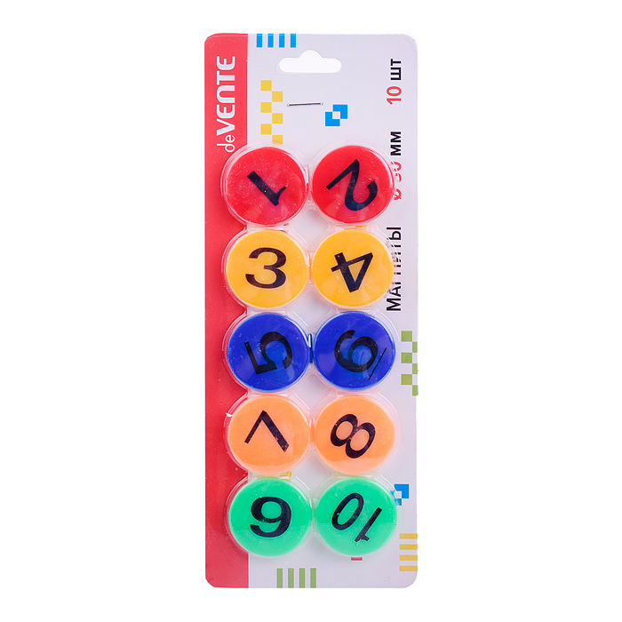 Магнит для доски офисной "Numerals" Ø 30 мм, 10 шт, в картонном блистере