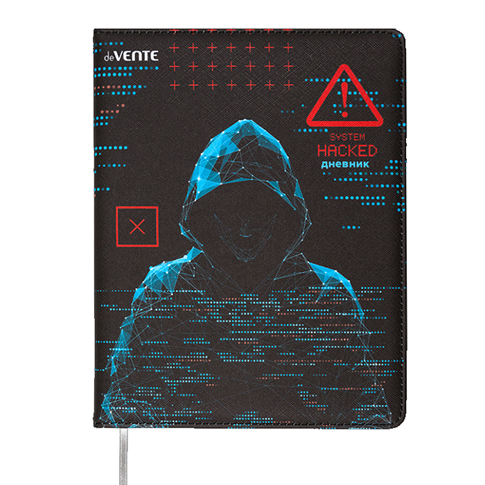 Дневник 1-11 кл."Label. Hacker" кожзам  48 листов, белая бумага 80 г/м², 