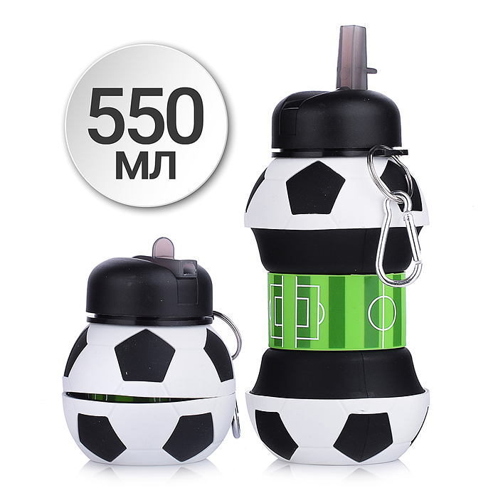 Бутылка складная 550 мл, герметичная, с пластиковыми деталями, с пластиковой крышкой и поильником, с