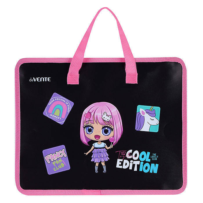 Папка для тетрадей, ИЗО и технологии "Fancy Girl" A4 (33,5x26x10 см) с текстильным расширен