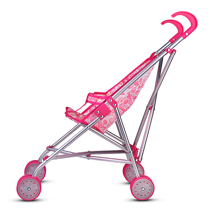 Коляская кукольная 9302 трость, металлическая, принт сладости