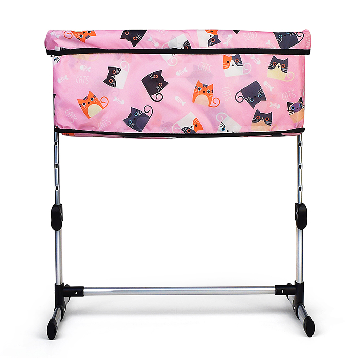 Кроватка кукольная 9339A металлическая, принт коты