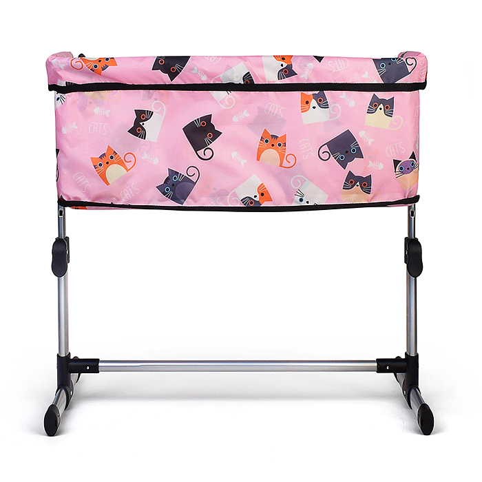 Кроватка кукольная 9339A металлическая, принт коты