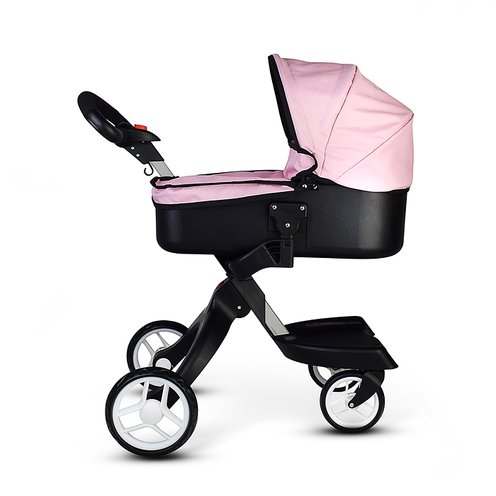 Коляска-люлька 9631A для кукол, металлическая, с сумкой, цвет ярко-розовый