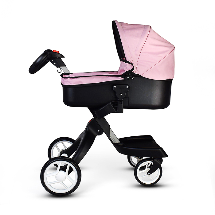 Коляска-люлька 9631A для кукол, металлическая, с сумкой, цвет ярко-розовый