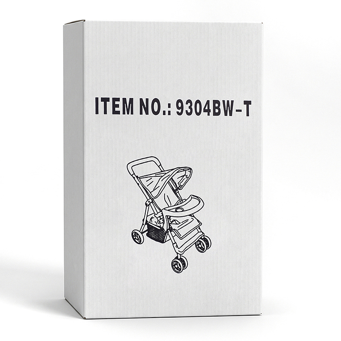 Коляская кукольная 9304BW-T металлическая, со столиком, корзиной и козырьком, принт мишки