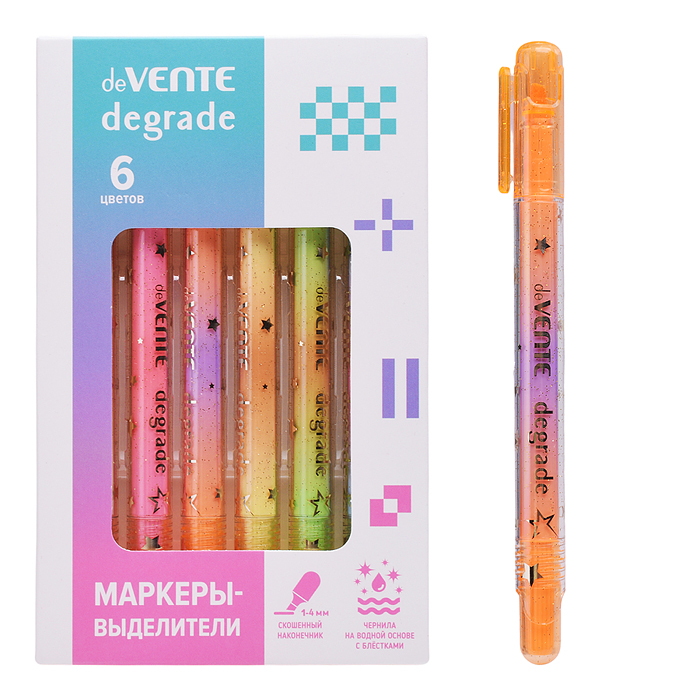 Набор маркеров-выделителей "Degrade" (06 цв. - оранж, желт, зел, гол, роз, капуч.) 
