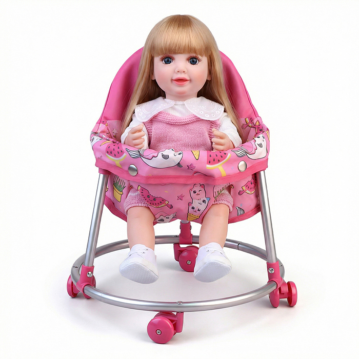 Ходунки для кукол 9690 металлические, принт розовый мир