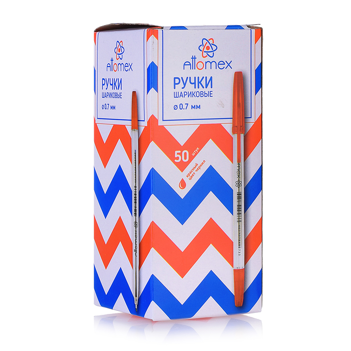 Ручка шариковая "Attomex" d=0,7 мм, прозрачный корпус, сменный стержень, индивидуальная маркировка, 