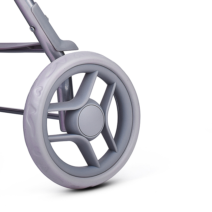 Коляская кукольная 9351 трость, металлическая, с корзиной