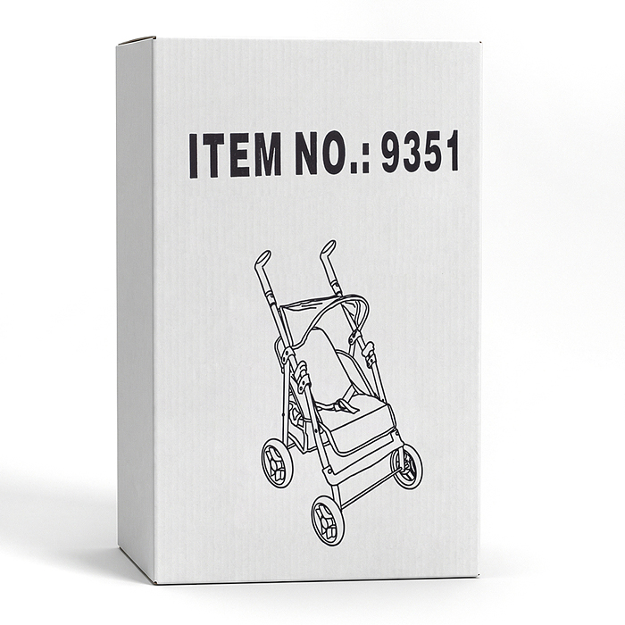 Коляская кукольная 9351 трость, металлическая, с корзиной