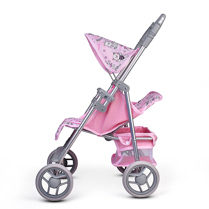 Коляская кукольная 9351 трость, металлическая, с корзиной