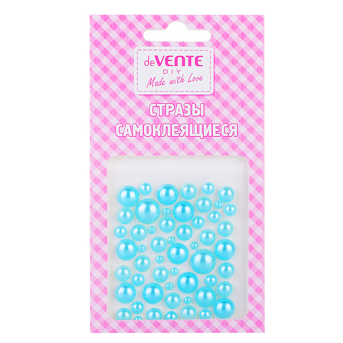 Стразы самоклеящиеся "Жемчужный микс" цвет голубой, карточка 7,5x6,5 см, в пластиковом паке