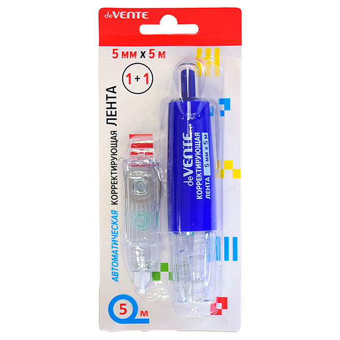 Корректирующая лента автоматическая 5 ммx5 м, полупрозрачный с синим корпус, фронтальный а