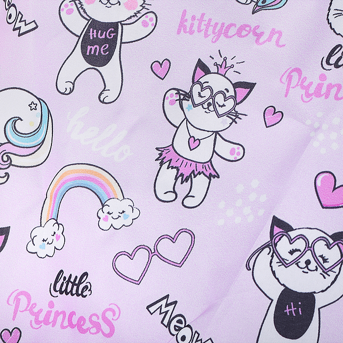 Коляская кукольная 9302W трость, металлическая, принт кошки