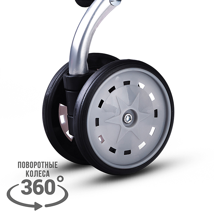 Коляская кукольная 9302W трость, металлическая, принт кошки