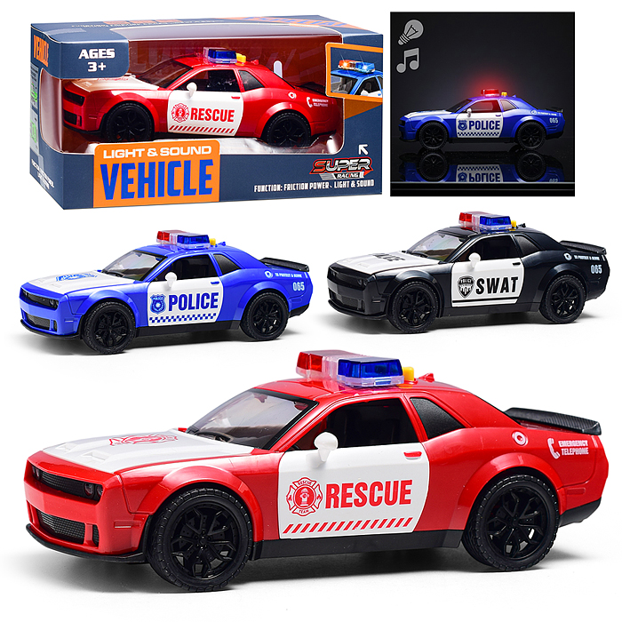 Машина YM-9904B "Полицейская гонка" (свет, звук) в коробке