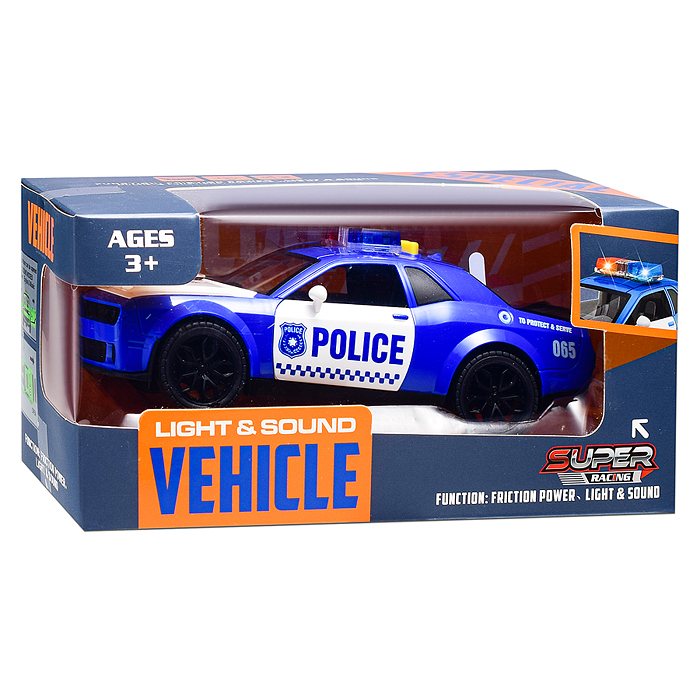 Машина YM-9904B "Полицейская гонка" (свет, звук) в коробке