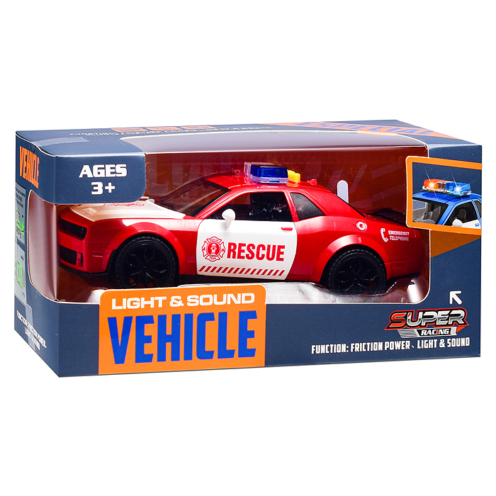 Машина YM-9904B "Полицейская гонка" (свет, звук) в коробке