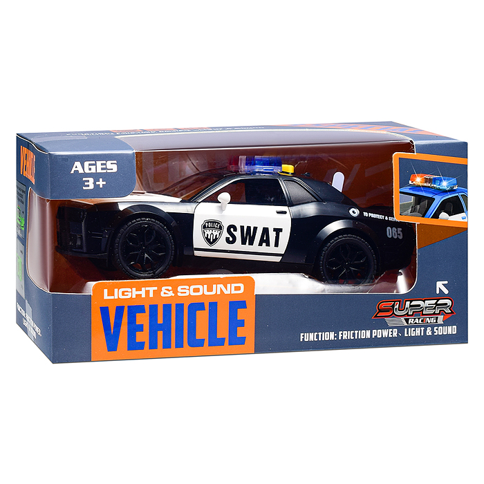 Машина YM-9904B "Полицейская гонка" (свет, звук) в коробке