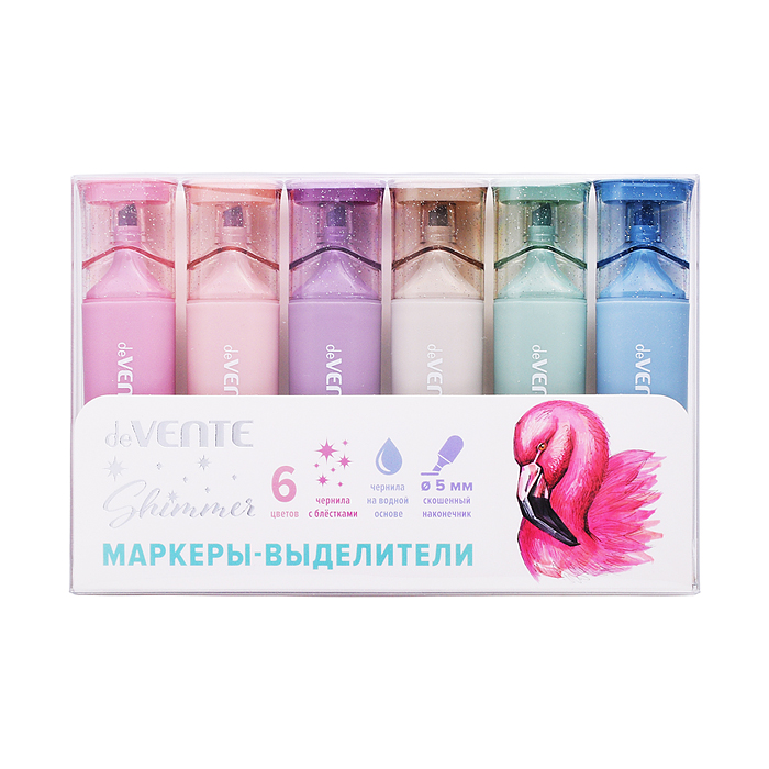 Набор маркеров-выделителей "Shimmer" (06 цв. - светло-роз, роз, гол, сирен, зеленый, бежевый)