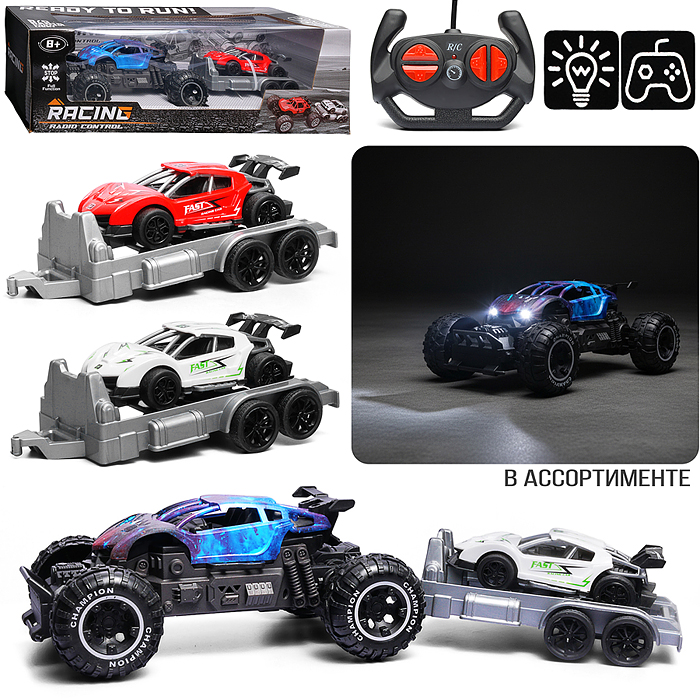 Машина 869-39-2Y "Вездеход с прицепом 2" р/у, 27 MHz, в коробке 