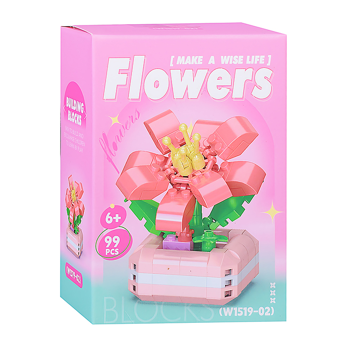 Конструктор W1519-02 "Цветок" (99 дет.) в коробке
