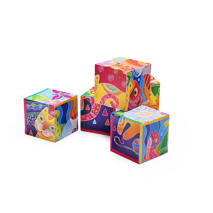 IQ кубики. 12 кубиков в поддончике. Сказочные котики. 5+