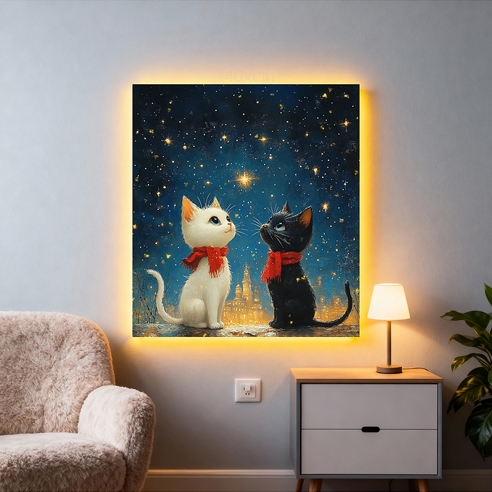 Мозаика алмазная MKA2020-43 "Дружные котята" (светится в темноте) 20*20см.